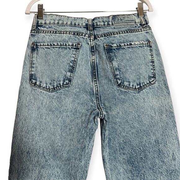 Revice High Rise Button Fly Straight Leg Jeans SIZE 28 x 30 Destroyed Blue - Picture 8 of 10